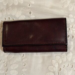 VTG ROLFS Mens Cowhide Leather Key Holder Bifold 5 Key Hooks Brown Brass Accents